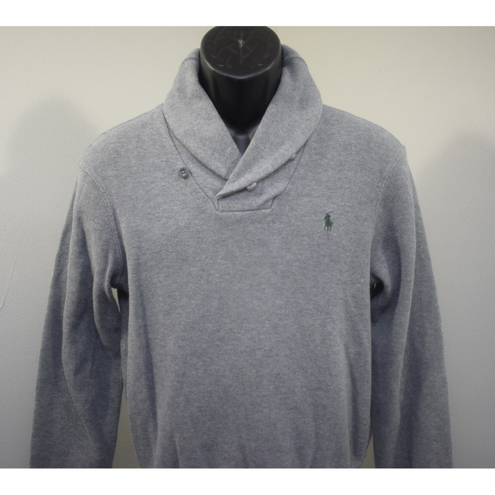 Polo Ralph Lauren Cowl Neck Sweater Gray Long Sleeve Pullover Mens Size Small